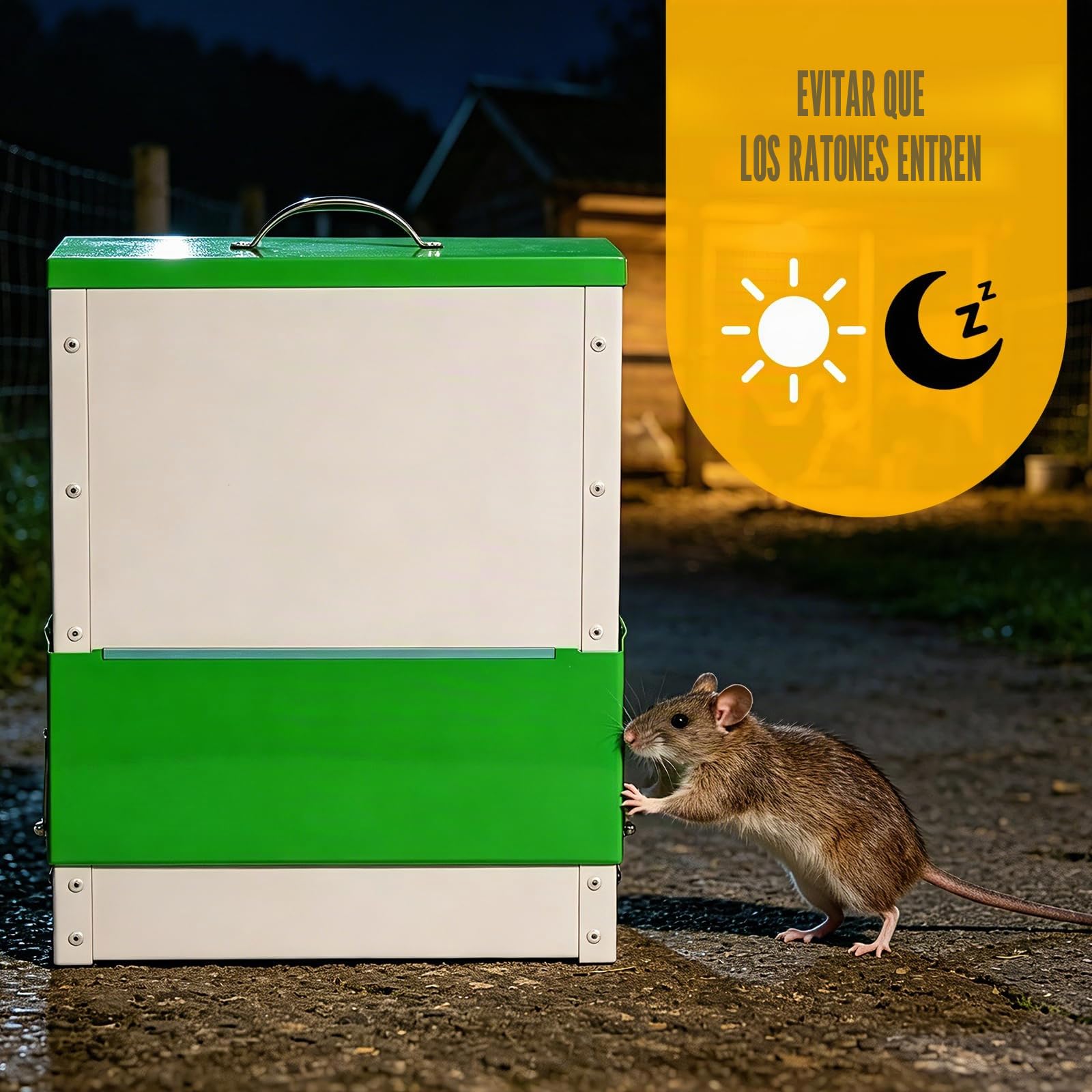 Comedero Automático para Gallinas Anti Ratas, Alimentador Automático De Pollo, Comedero Colgante para Pollos Pato, Metal, Esistente A La Lluvia, Tolva Exterior