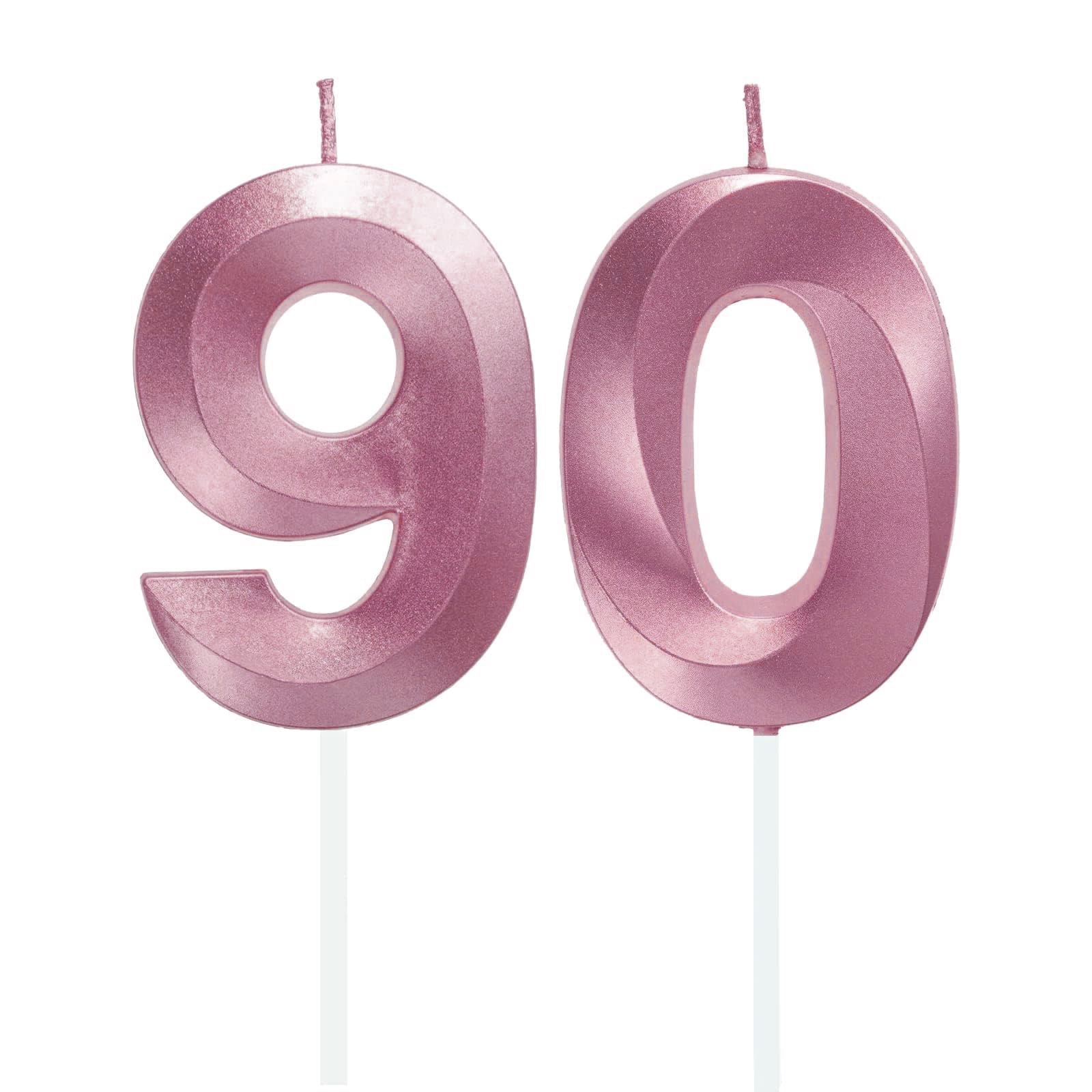 90th Birthday Candles for Cake Pink Number Candle Birthday Cake Topper