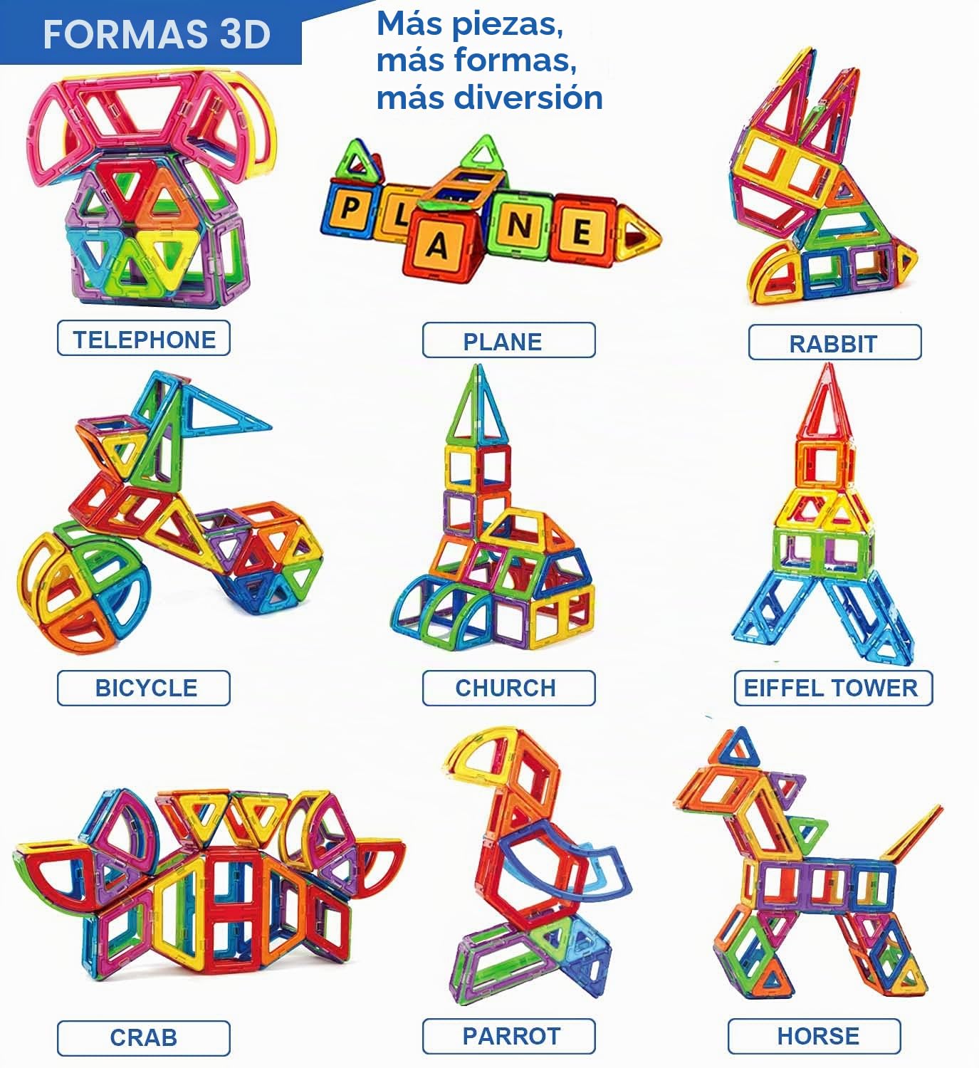 CONDIS 160 Piezas Bloques de Construcción Magnéticos Kit de Inicio, Juegos de Viaje Construcciones Magneticas Imanes Regalos Cumpleaños Juguetes Educativos para Niños Mayores de 3 años