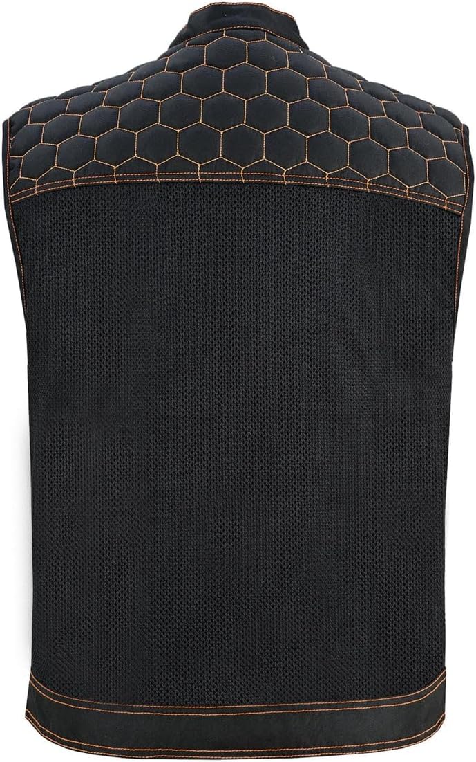 Daniel Smart Motorcycle Riding Vest Premium Mesh Textile Biker Vest Men with Diamond Quilted Design & Multiple Carry Pockets