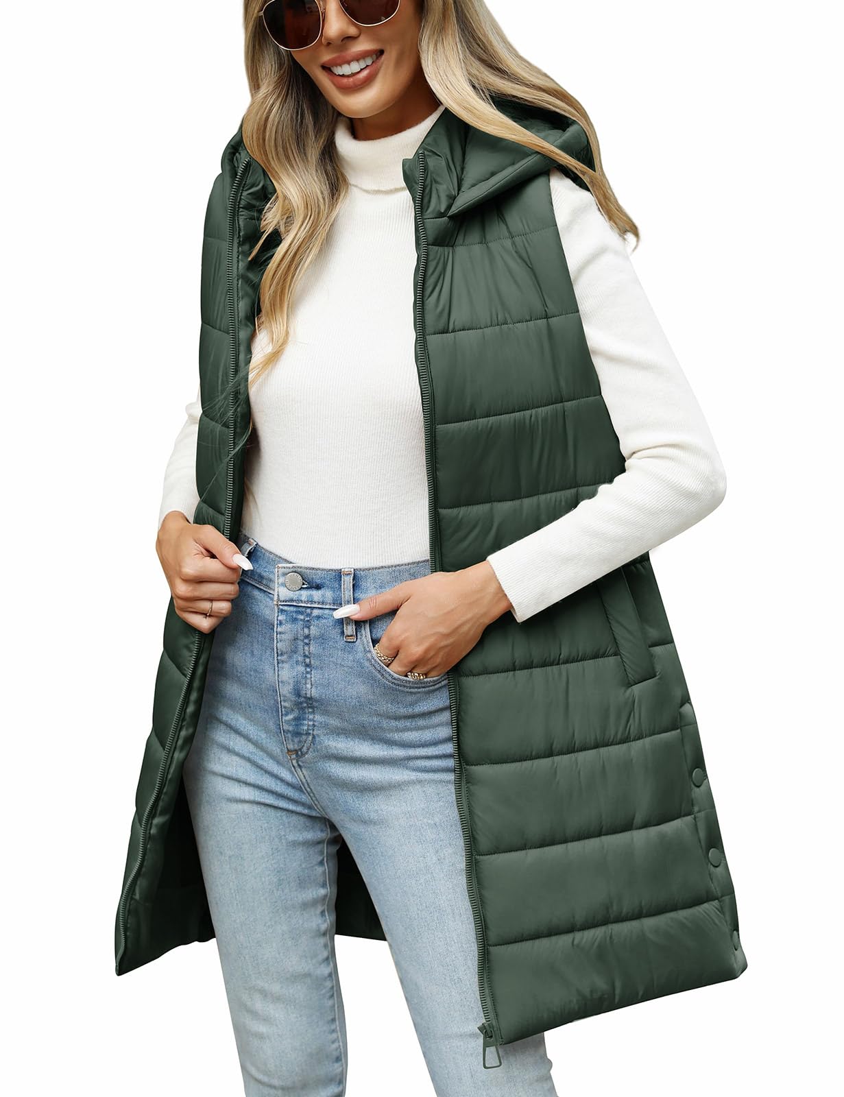 yusongirl Puffer Vest for Women Long Hooded Lightweight Puffy Jacket Warm Sleeveless Fall Winter down Coat Outerwear-picture-33