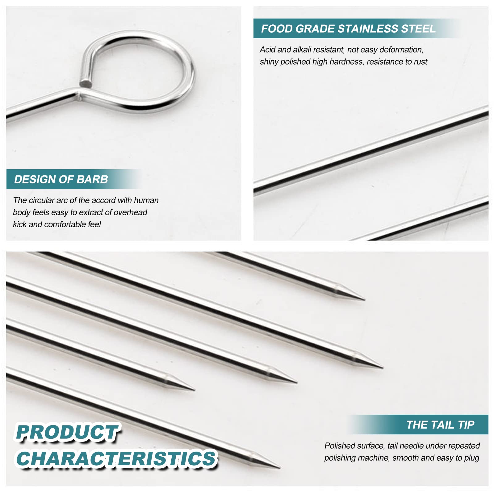 WARESHARK Lot De 4 Brochettes Plates En Acier Inoxydable Pour Barbecue - Réutilisables, Pour Kebab, Shish, 24 Mm Large
