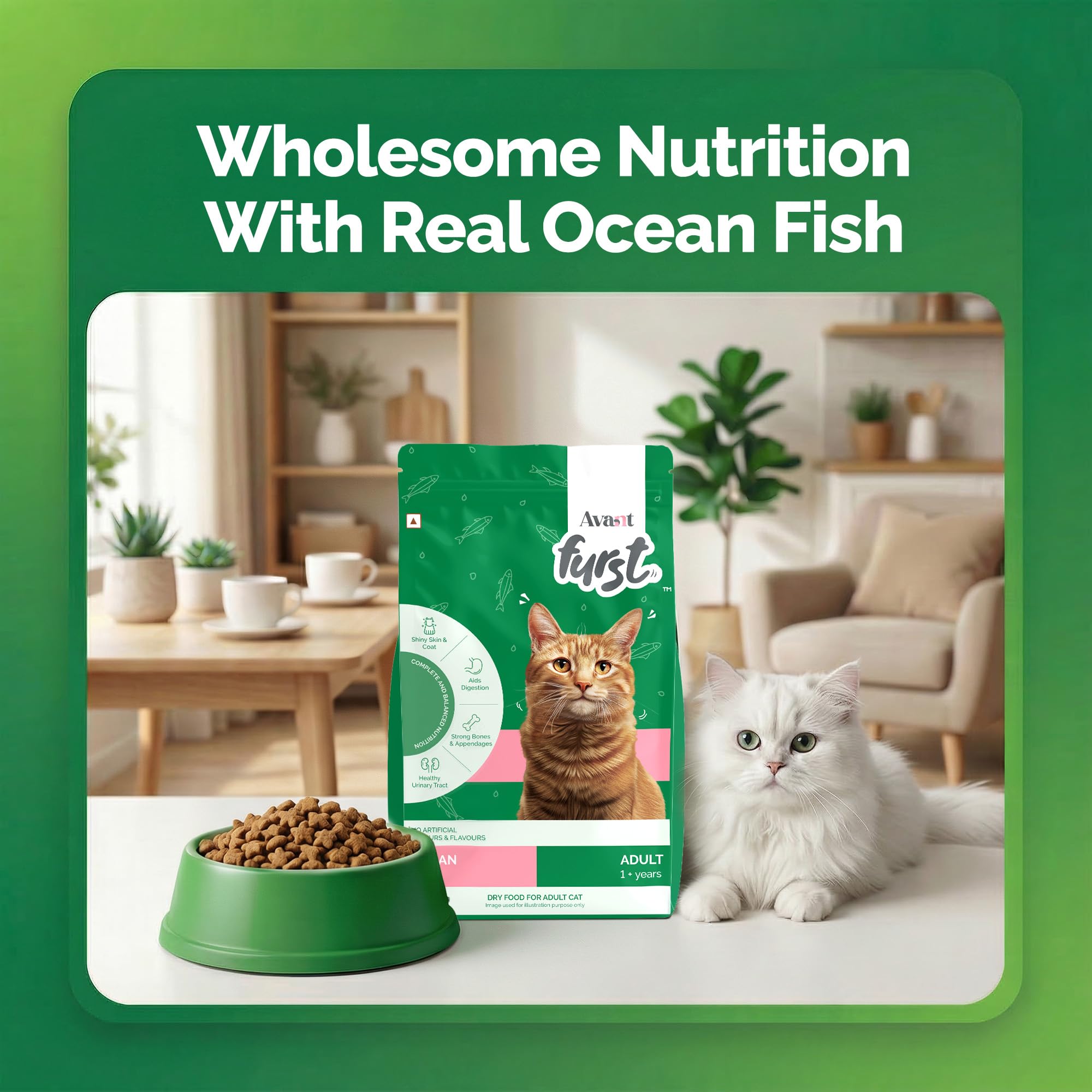 Avant Furst Adult Dry Cat Food Ocean Fish Flavor, Cat Food Dry with Real Ocean Fish, Taurine, Omega 3 & 6, No Artificial Additives, Daily Nutrition for Adult Cats, 2.8kg 1