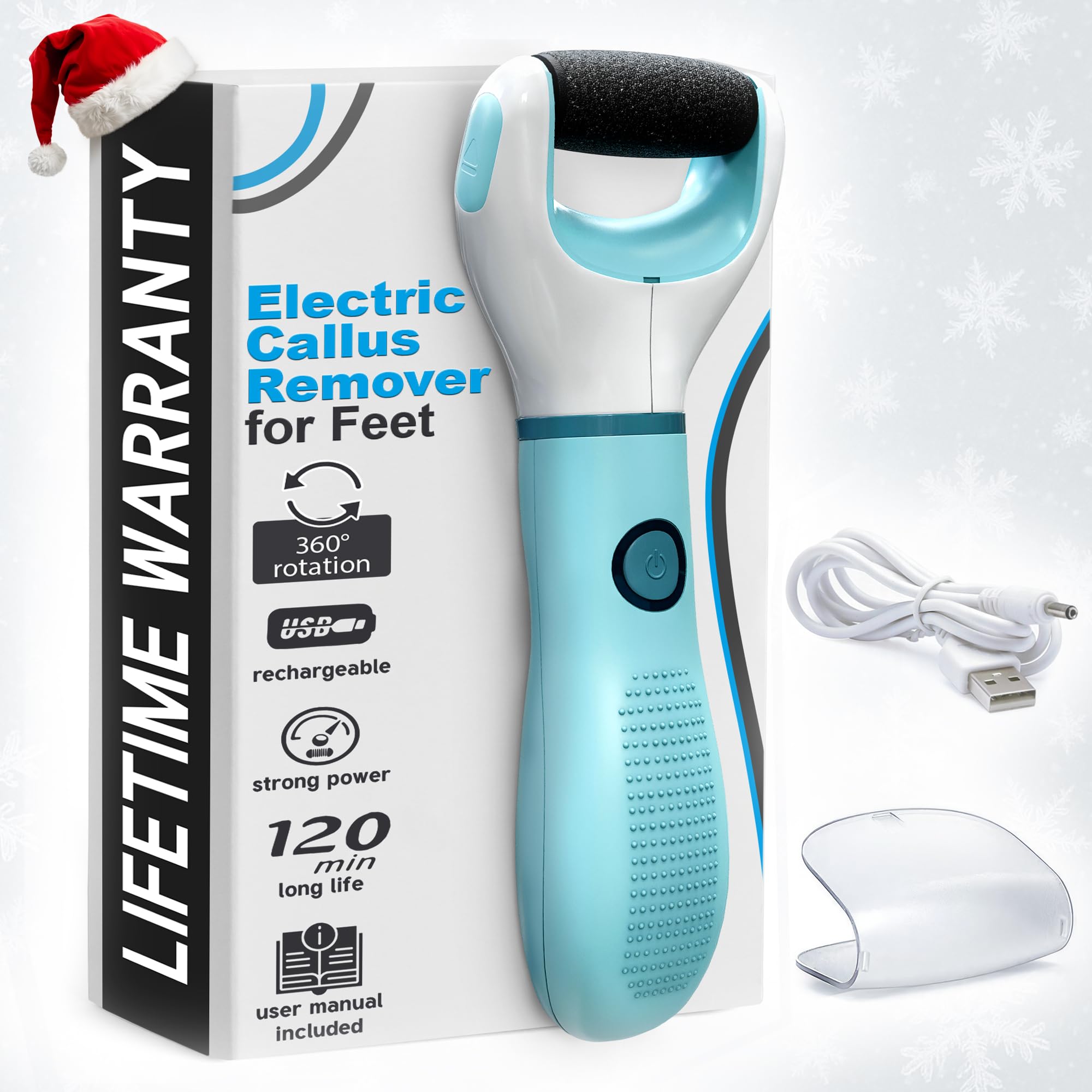 Electric Foot Callus Remover – Rechargeable Foot Sander Electric with 2800 RPM Motor & 1200 mAh Battery, 360° Rotating Replaceable Roller – Pedicure Tools for Feet for Smooth Heels & Dry Skin Care