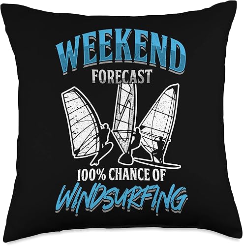 Wave Water Sports Surfing Windsurf Sailing Gift Weekend Forecast Windsurfer Sailboarding Ocean Throw Pillow, 18x18, Multicolor disponible en Yaxa Guatemala