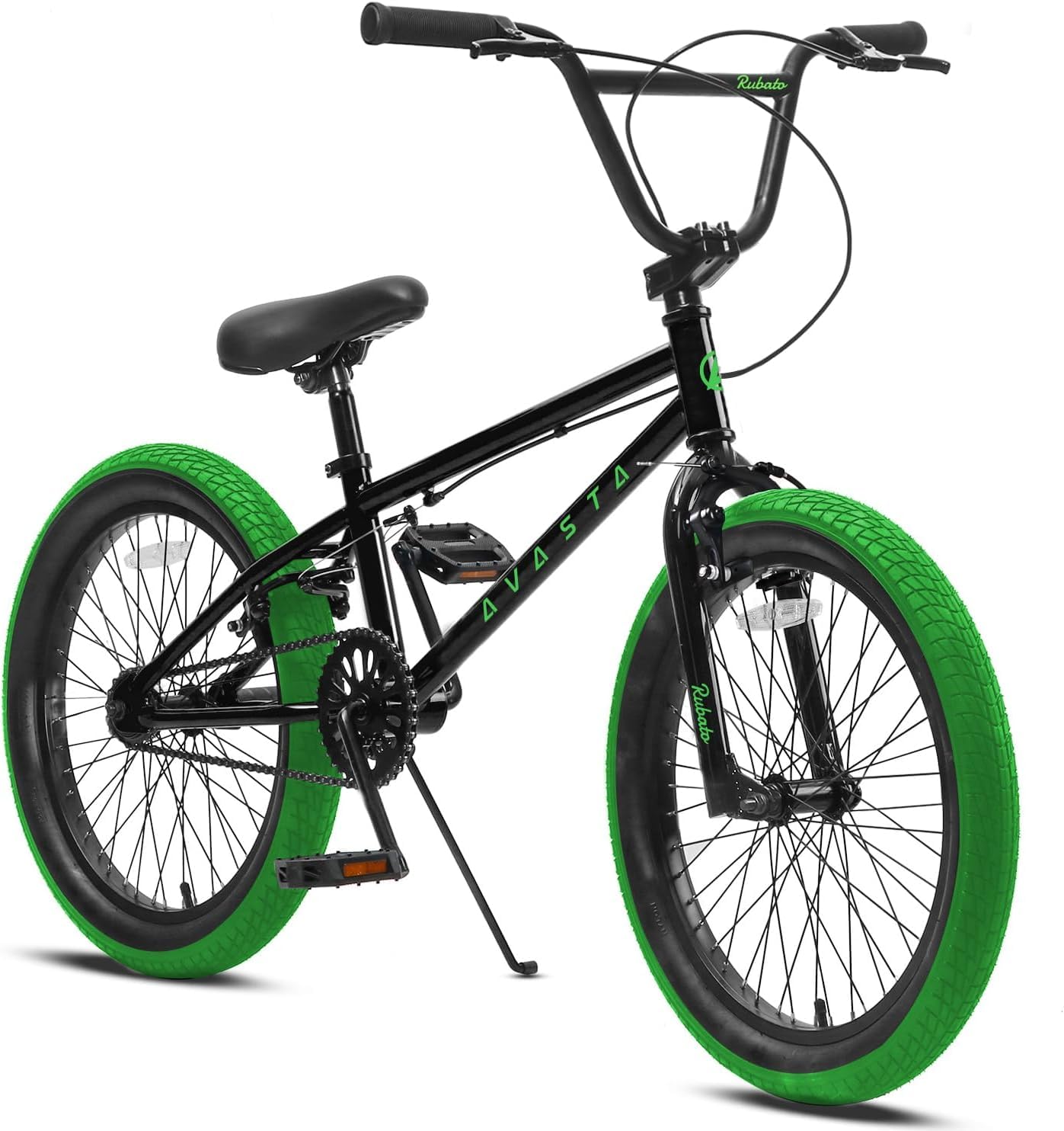 AVASTA 18 Inch Big Kids Bike Freestyle BMX Bicycle for Age 5 6 7 8 Years Old Boys Girls and Beginners, Black & Green โ image 1