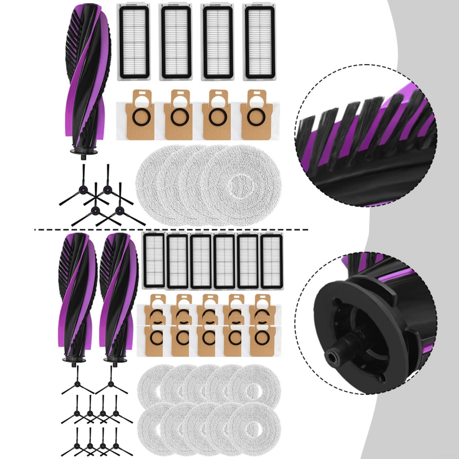 Set di pezzi di ricambio adatto per JONR per robot aspirapolvere P20 PRO/T5 PRO con filtro HEPA, spazzole laterali, salviette e sacchetti per la polvere, accessori per peli di animali domestici (B)