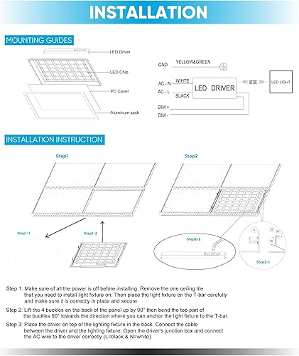 Miniatura 6 de LEDMyplace - Panel de luz LED 2 x 4 con 2 unidades, 72 W, 4000 K, lámpara LED de techo caído con 9000 lm, retroiluminación plana, regulable,