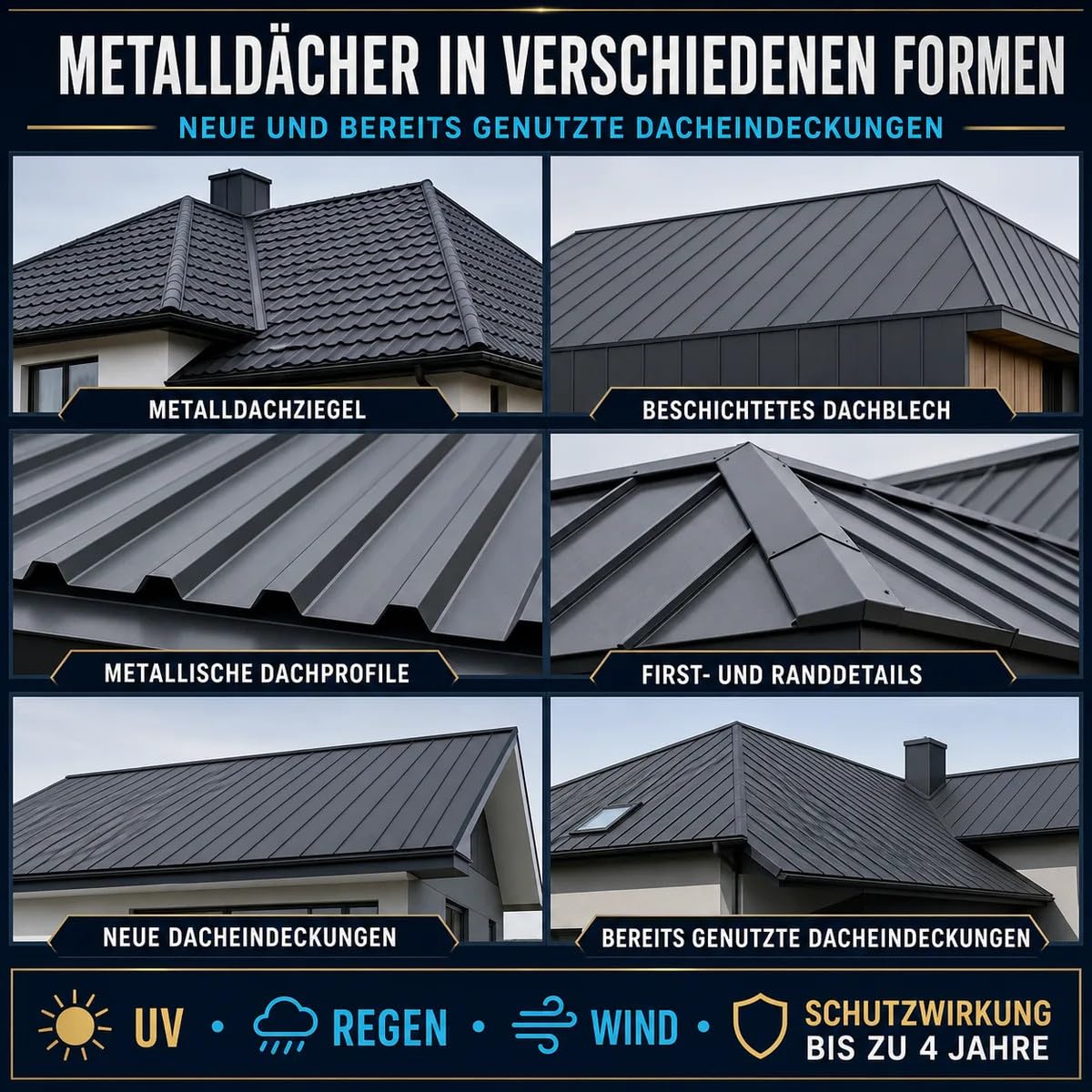 Dachbeschichtung Metalldachziegel 10 L – bis zu 400 m², wasser- und schmutzabweisend, Witterungsschutz, farblos