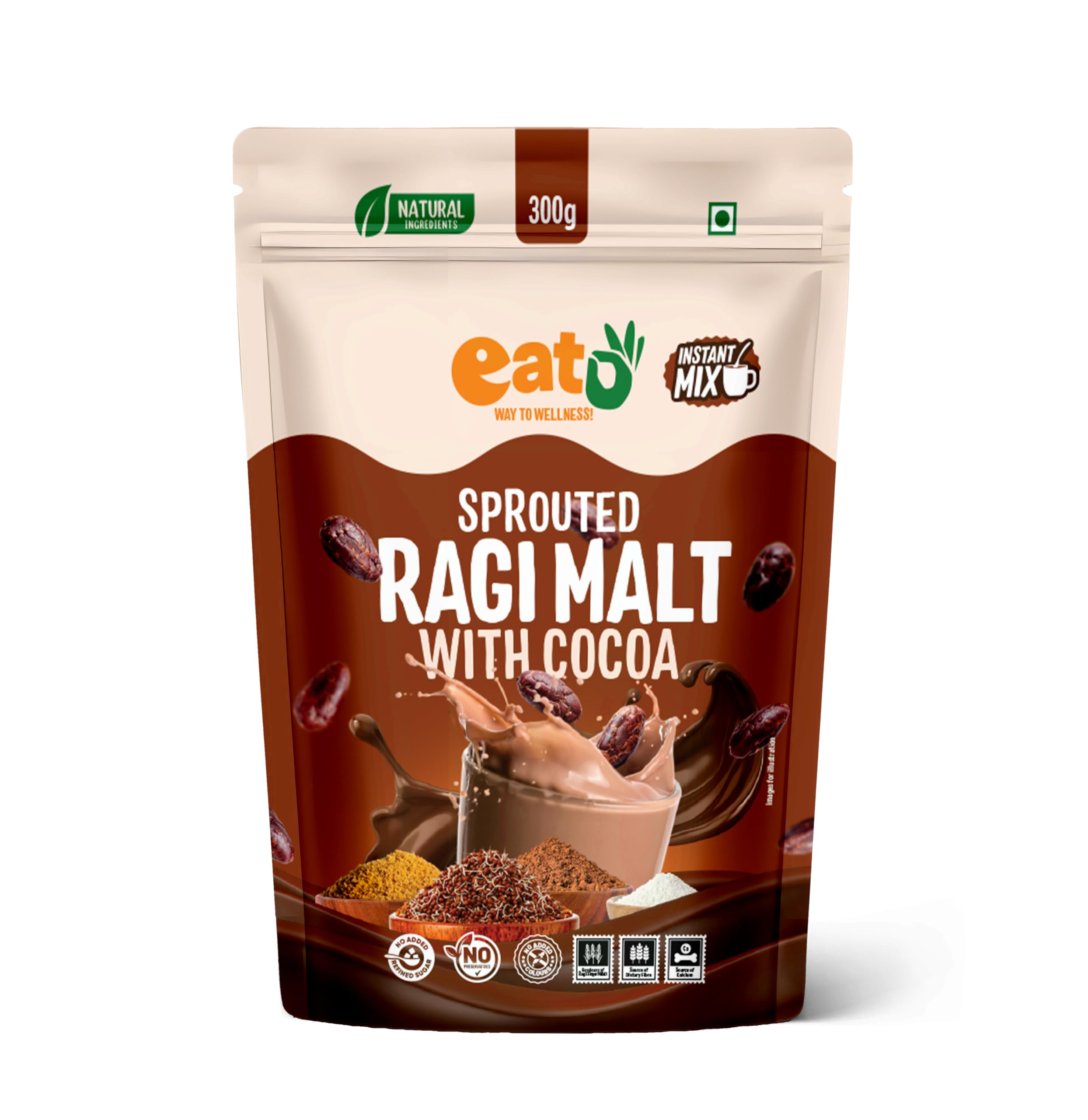 Eat5 Ragi Malt with Cocoa Powder | Nutritious & Delicious Instant Drink Mix | High in Calcium & Iron | 100% Natural, No Preservatives | Vegan & Gluten-Free (375g)-image-15