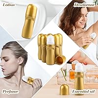 Vista 4 de 6 botellas de desodorante de plástico dorado de 1.7 fl oz/1.7 onzas, contenedor de cosméticos enrollables recargables para desodorante, perfume