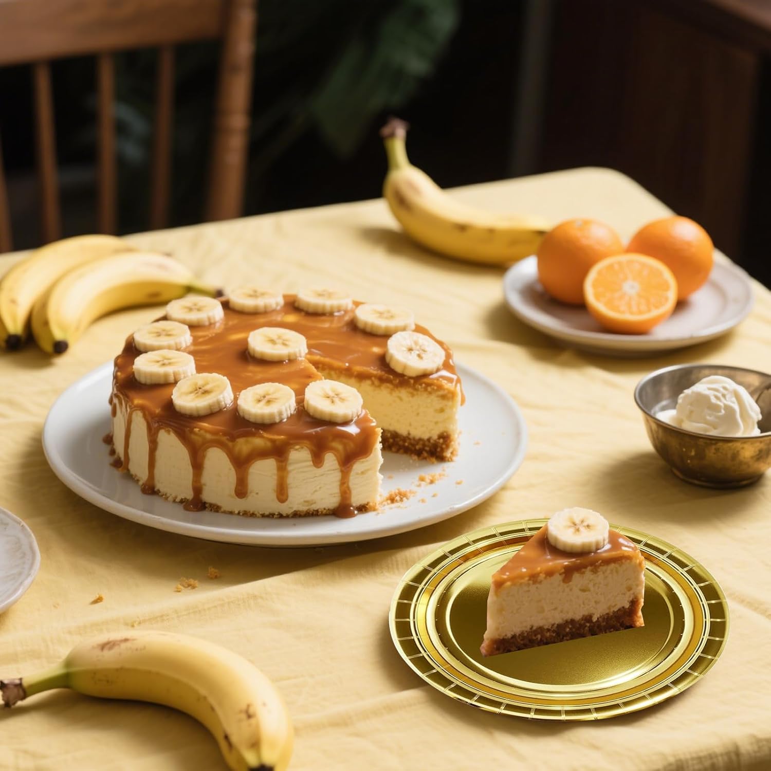 50pcs Gold Disposable Paper Dessert Plates, 7Inch Gold Camping Plates Birthday Party Tableware Supplies Party Plates for Dinner, Holiday, Picnic, Birthday, Wedding Parties