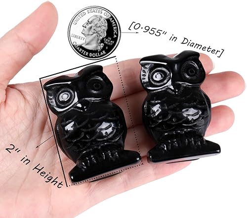 Miniatura 8 de QINJIEJIE Decoración de búho de aventurina azul de 2 pulgadas con cristales de piedra de búhos, escultura de piedras preciosas, decoración de