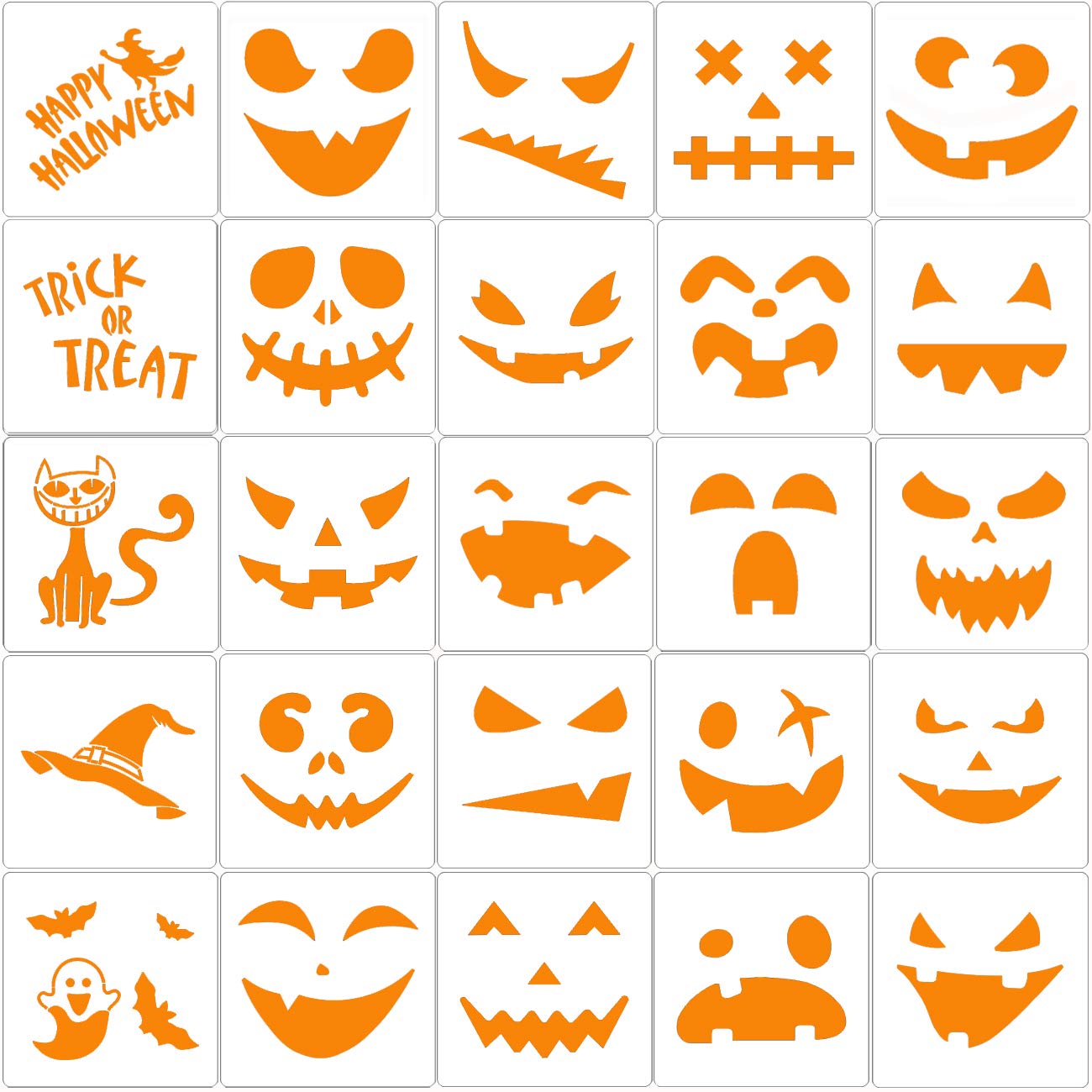 Buy 25 Pieces Halloween Drawing Stencils Pumpkin Faces Stencil For DIY 