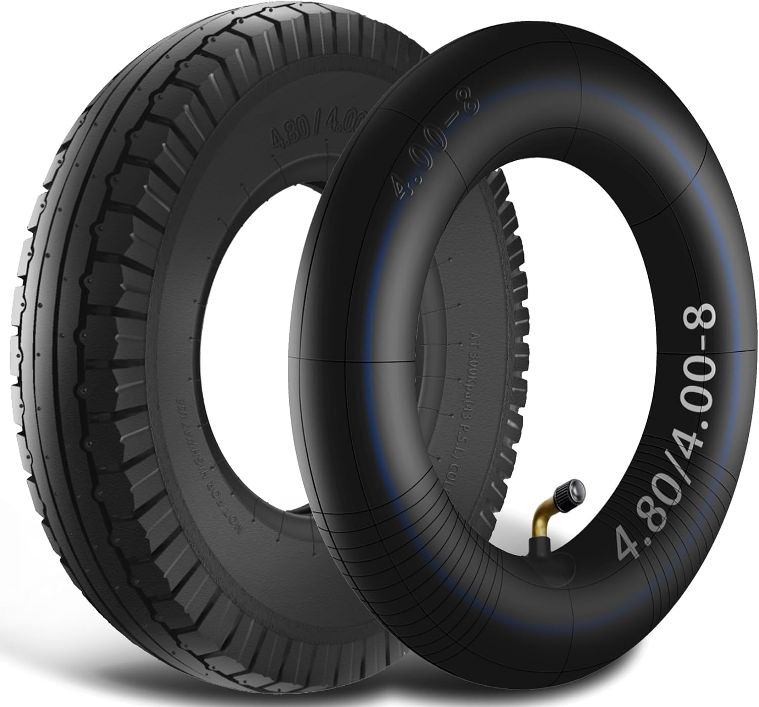 4.80/4.00-8 Wheelbarrow Tire and Wheel, Fit 4.80/4.00-8, 3.50/3.50-8, 4.00-6 Wheelbarrow Wheels, with 4" Centered Hub, 5/8" Bearings, for Hand Truck, Trolley, Garden Cart, Wagons and More