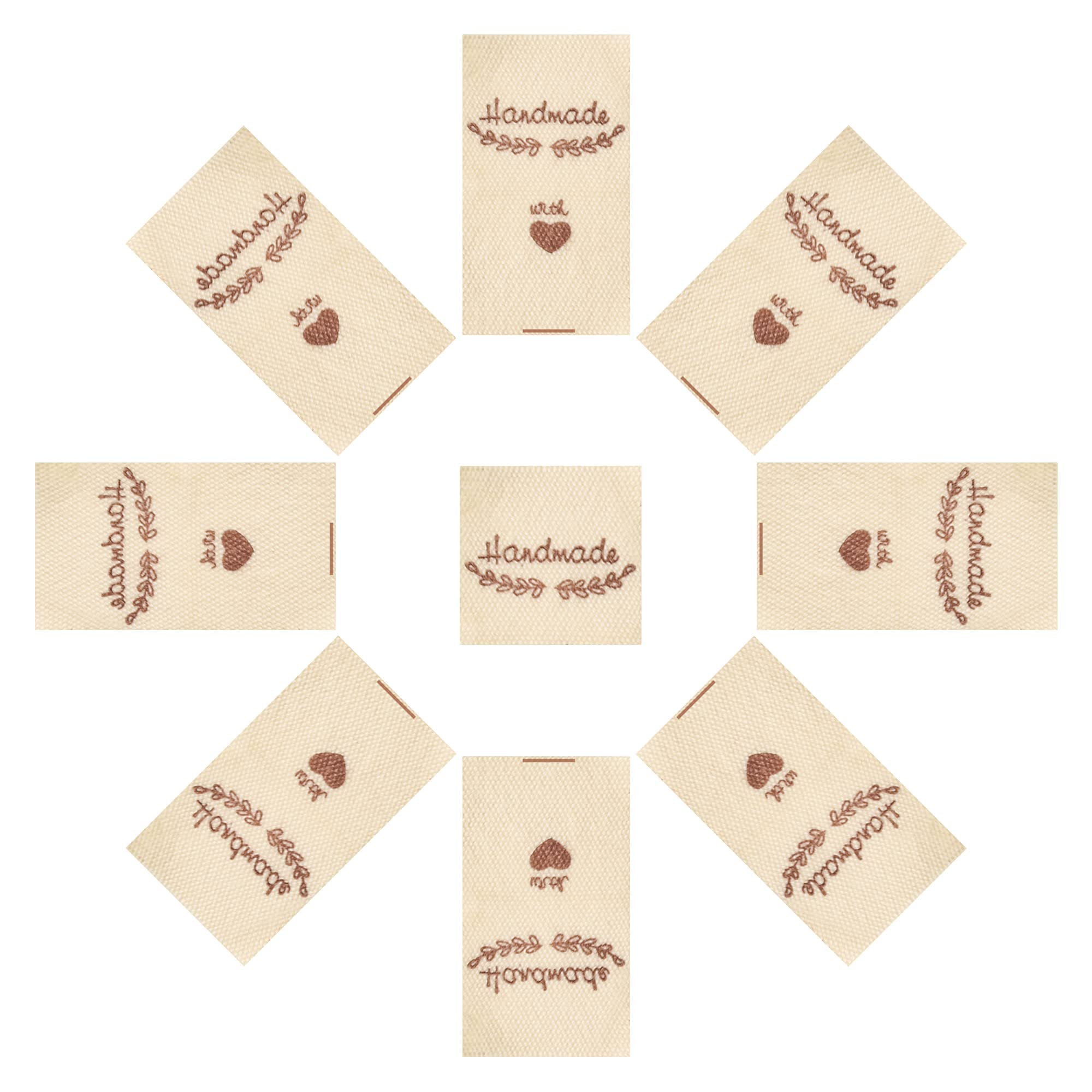 100 Etichette Cucito 'Handmade With Love' - Per Vestiti, Artigianato, Fai Da Te, Con Cuore E Motivo Macchina - Foto 6