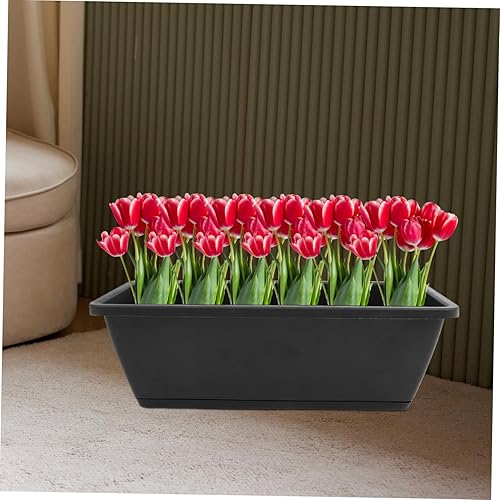 Miniatura 4 de Yardwe Macetas rectangulares para exteriores, macetas y pies de maceta, 6 unidades, para jardín