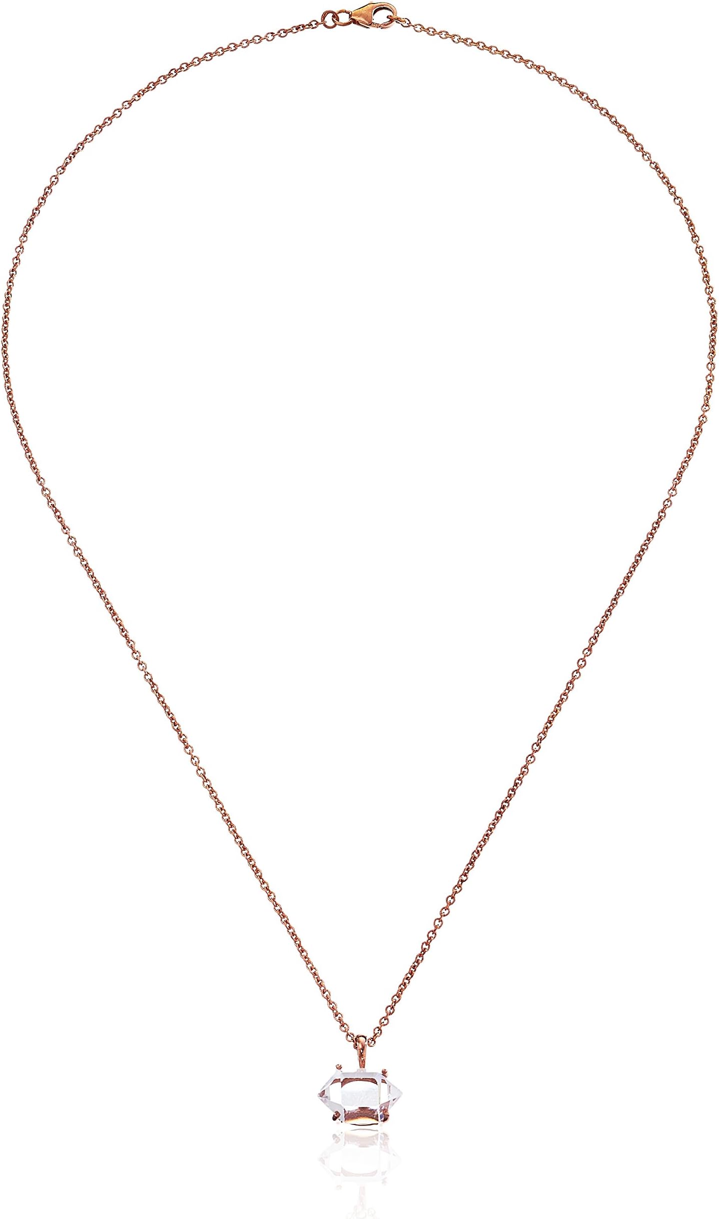 Katie Diamond "Uma" Rose Gold Herkimer Imitation Diamond Necklace