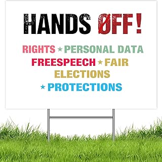 Hands Off Our Rights Yard Sign, Free Speech, Fair Elections & Privacy Political Lawn Sign, Double Sided Corrugated Plastic Yard Sign with H-Stake, Outdoor Protest Sign 12"x17"