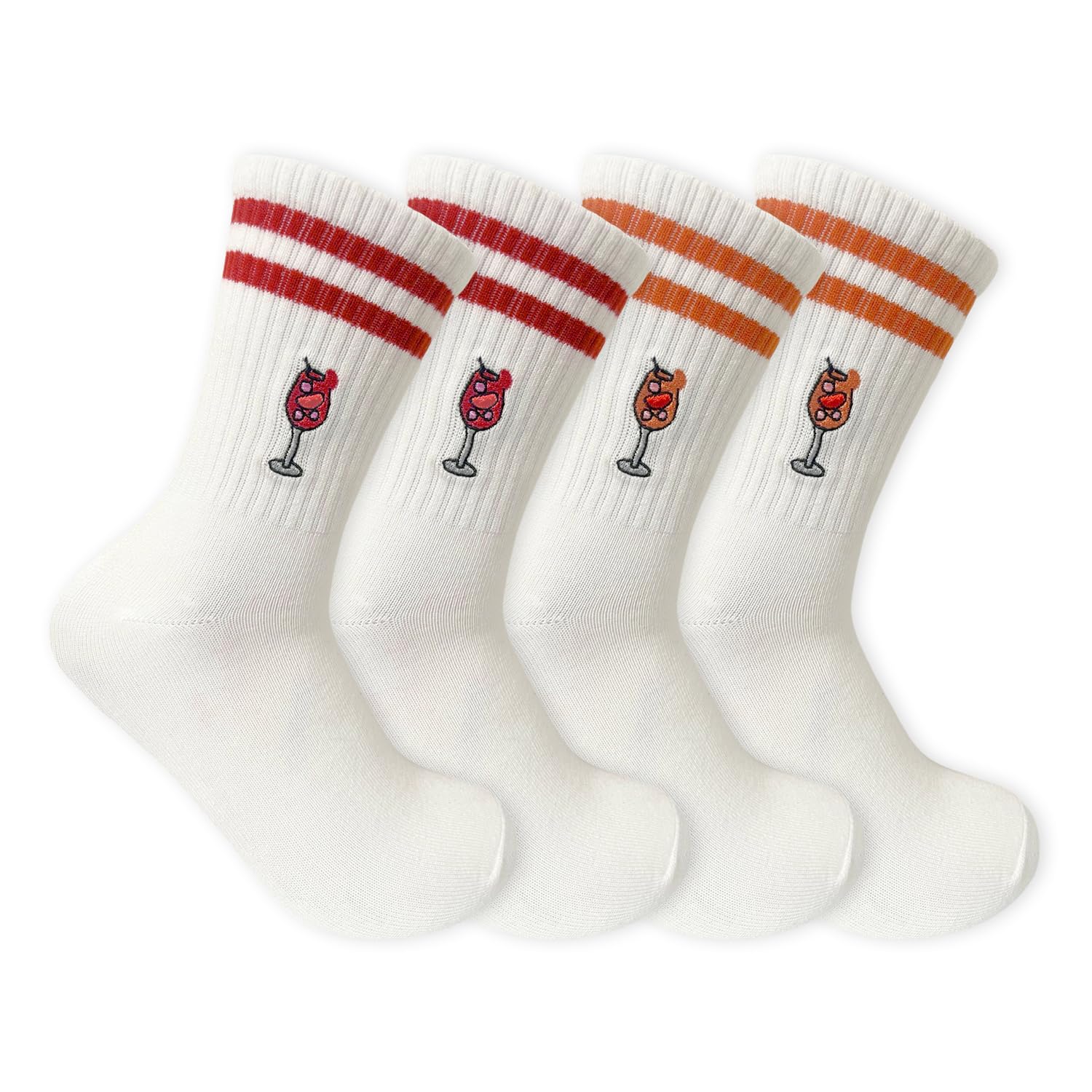 HINFHI 2 Pairs Of Wine Glass Pattern Socks, Creative Personality Socks, Breathable And Odor-Proof Socks, Creative Casual Socks (Orange, Red).