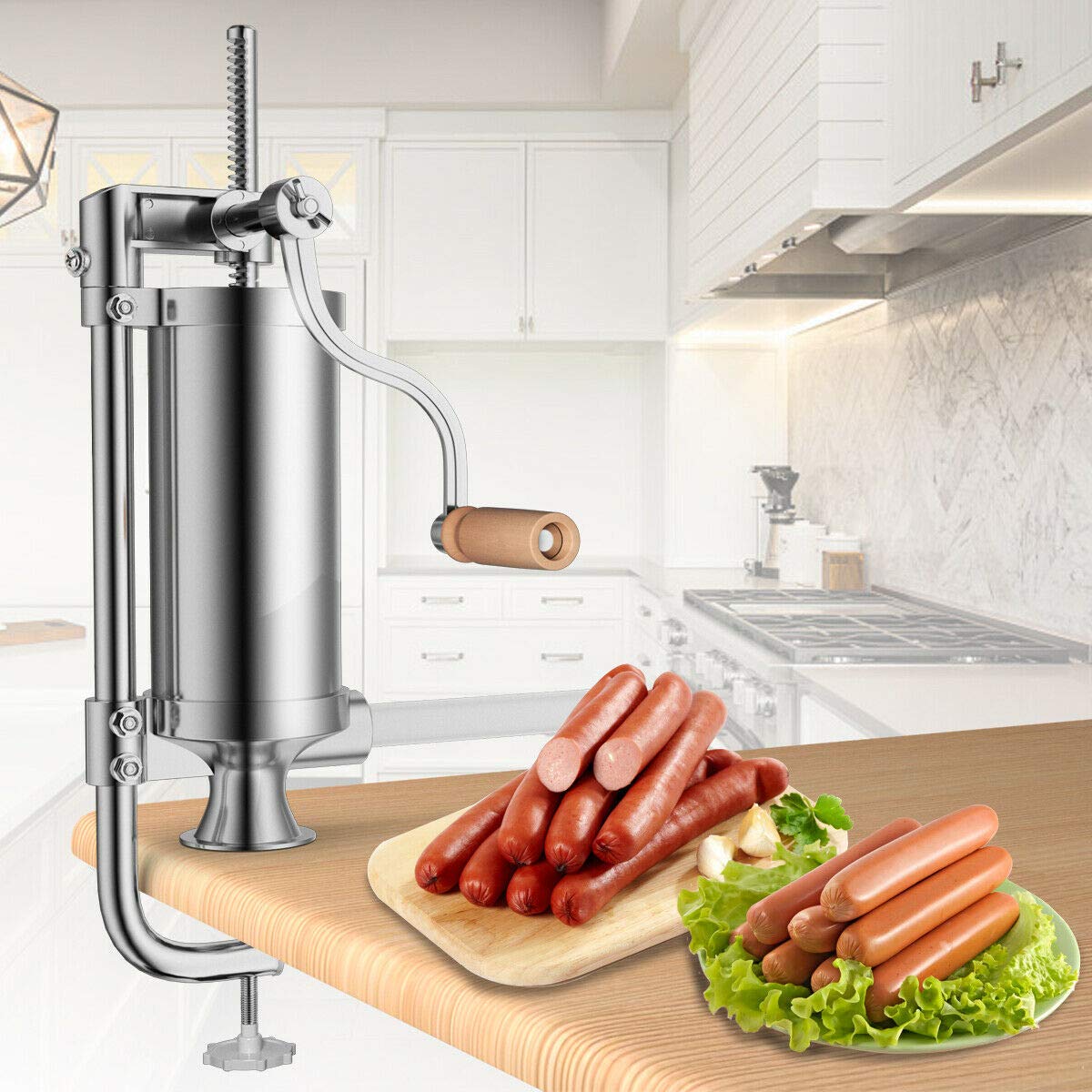 Goplus Stainless Steel Vertical Sausage Stuffer Maker Meat Filler Commercial (3L)