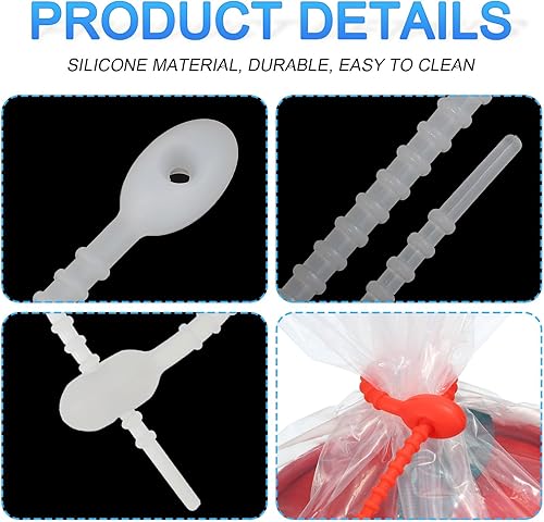 Miniatura 4 de MECCANIXITY Paquete de 30 bridas de silicona reutilizables de 7 pulgadas para el hogar, oficina, cocina, organizador de bolsas de alimentos, gestión