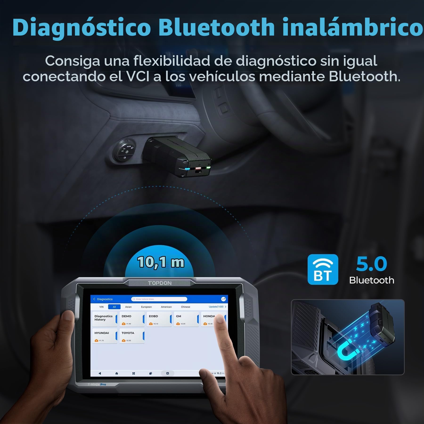 TOPDON OBDII Sistema Completo de Diagnóstico de Automóvil, ArtiDiag900 Lite Herramienta de Escaneo Bidireccional,8+ Servicios de Reparación, Escáner OBD2 Inalámbrico con Prueba Activa