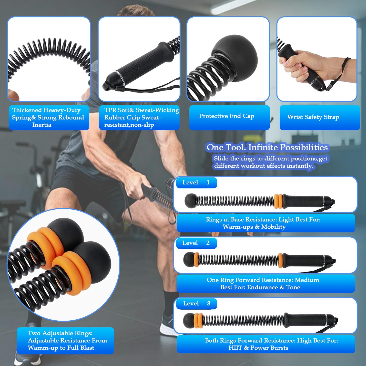 Seillose Kampfseile, verstellbarer Widerstand, schnurlose gewichtete Trainingsseile für Zuhause, Fitnessstudio, tragbares HIIT-Trainingsgerät für Kraft, Cardio, Ganzkörperübungen für Männer und Frauen