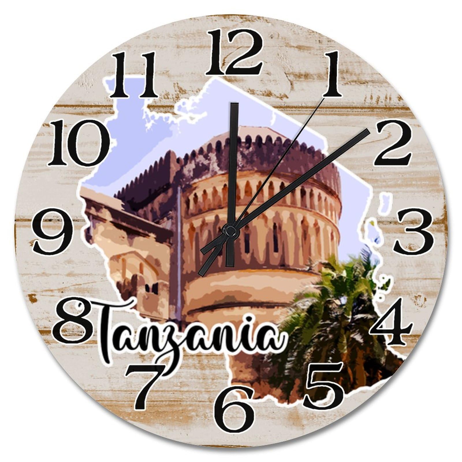 Horloge murale Tanzanie 38cm silencieuse pour deco salon et souvenir voyage