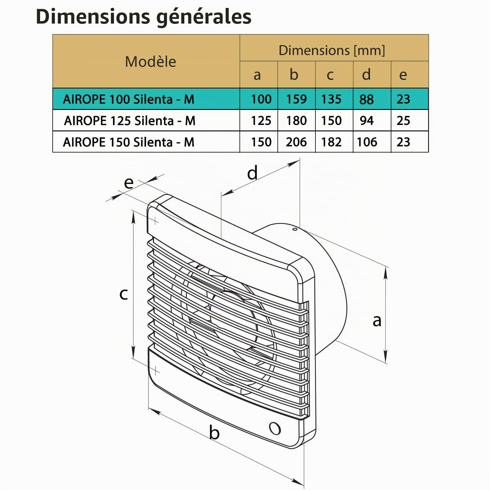 100 mm Ventilateur,Extracteur d'Air,VMC,avec Clapet Anti-Retour + Moustiquaire Intégré,7 W,dB(A) 26, pour Salle de Bain,Cuisine,Bureau,WC,Silencieux,Garantie 5 ANS par AIROPE