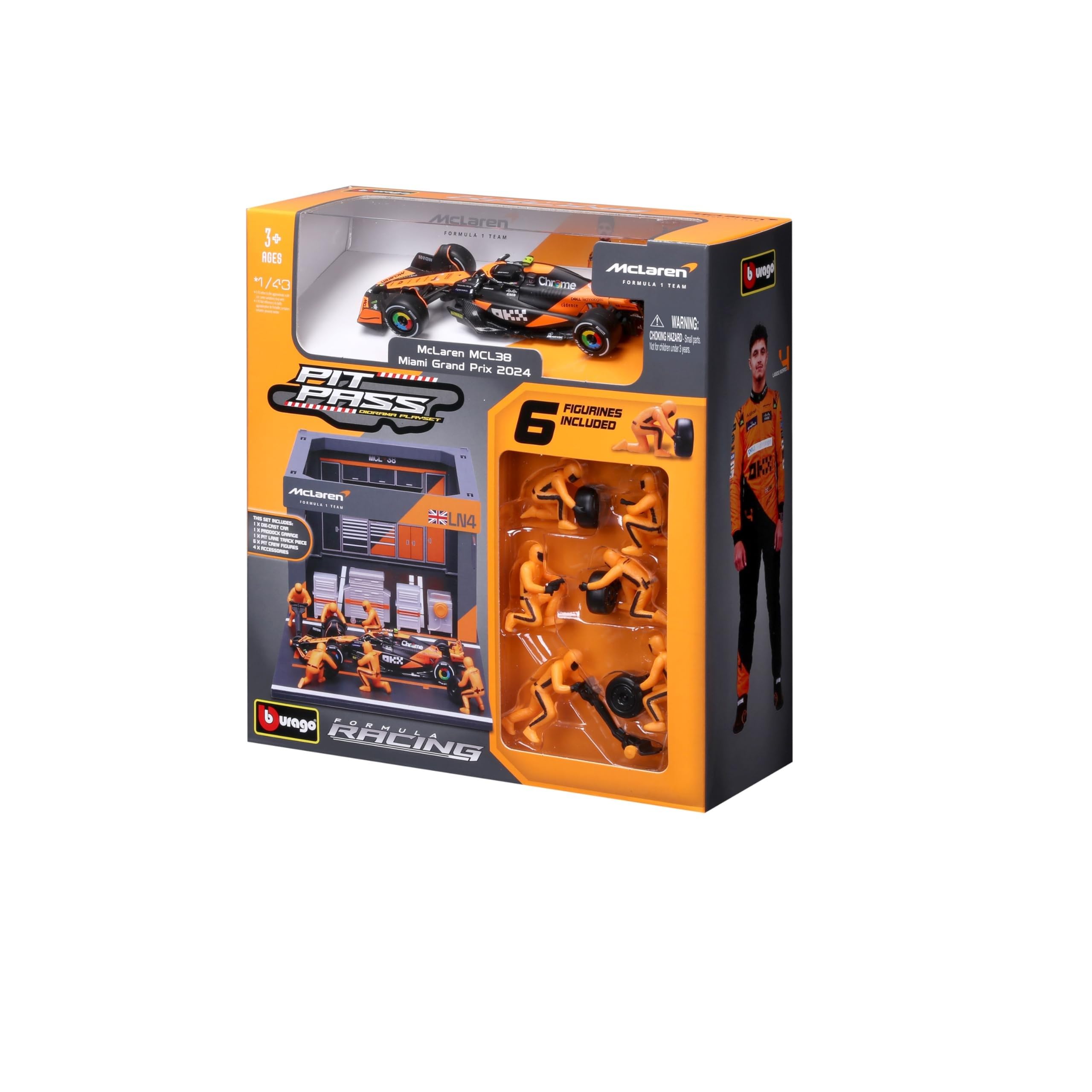 Amazon.com: Bburago 1:43 Scale 2024 Formula Race McLaren MCL38 Pit