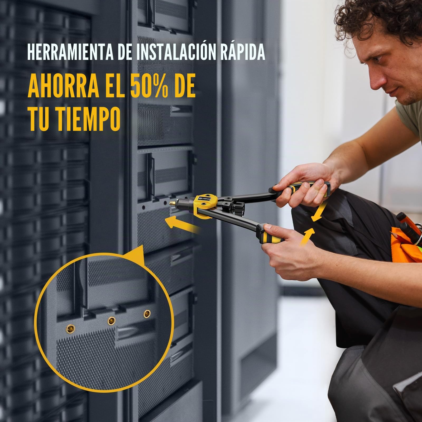 VIGRUE Juego de 200 piezas de casquillos roscados, universal, apto para remachadoras, 7 mandriles intercambiables y bolsa de transporte en M3, M4, M5, M6, M8, M10 y M12