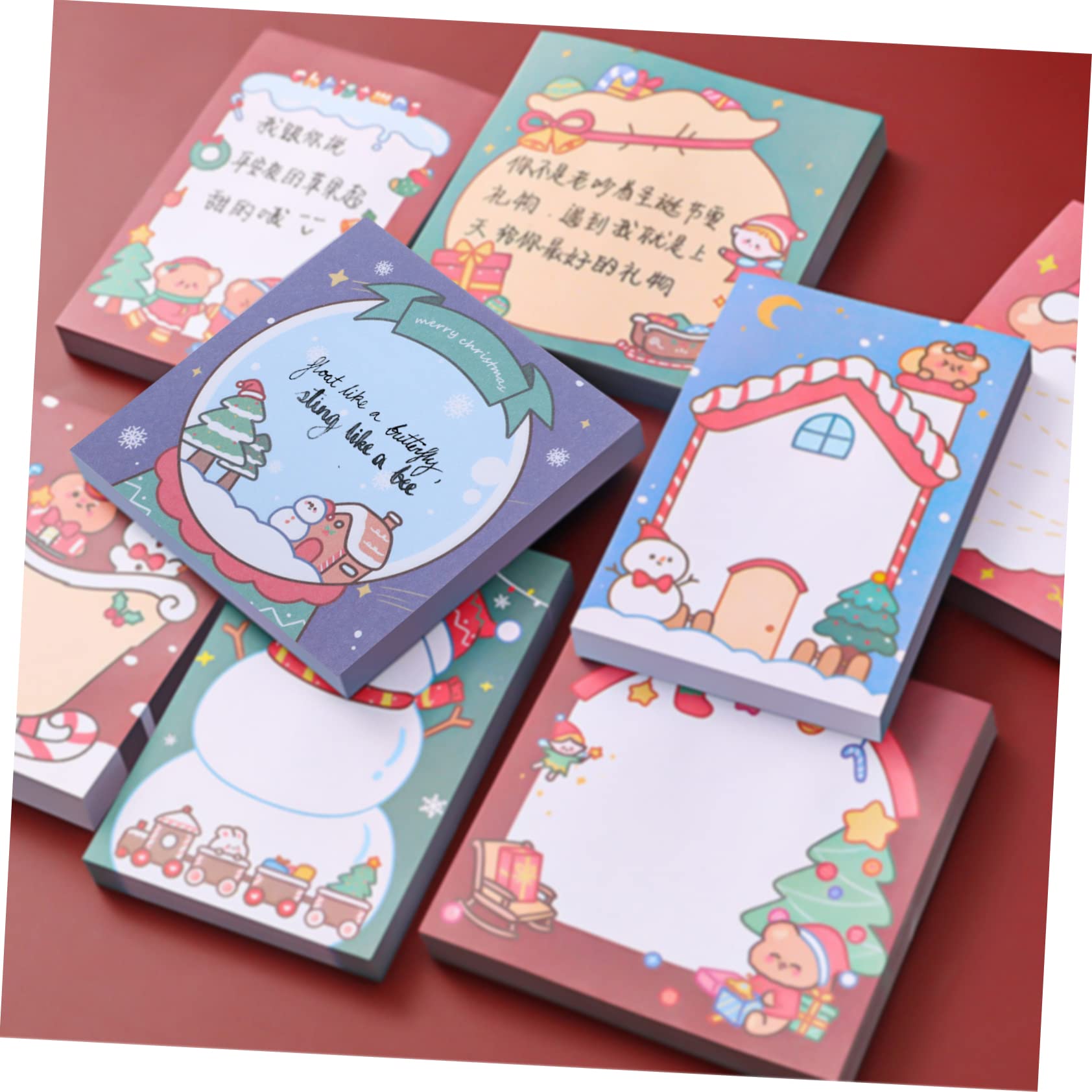 STOBOK 84stücke Xmas Sticky Memo Pads Weihnachtsnotizen Selbstklebende Notizzettel Für Schule Und Büro Dekorative Schreibwaren Praktische Haftnotizen Verschiedenen Designs
