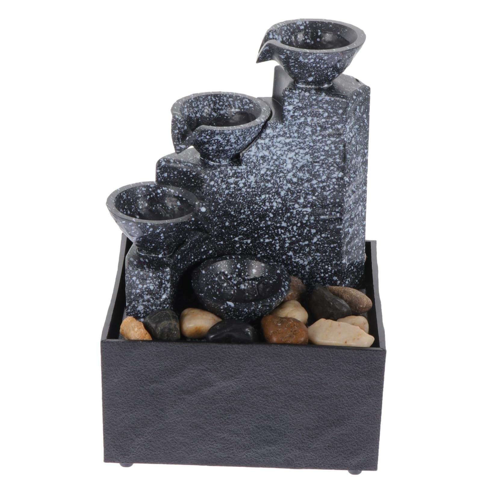 Fontaine résine noire petite décoration de maison portable et accessoire pour bureau