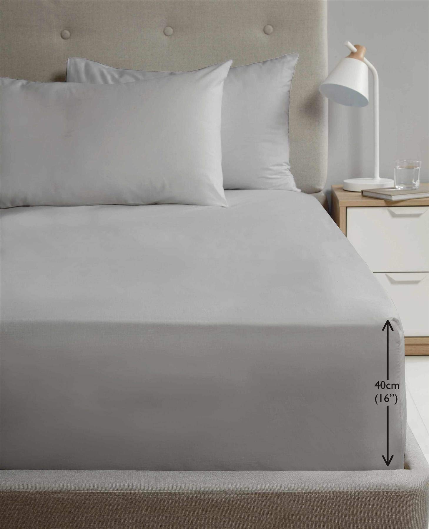 Rapport Home Housewife Pillowcase Pair - Grey - Percale - 180 Thread Count - Polycotton