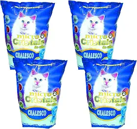 Chalesco Kit Areia Fina Micro Cristais de Sílica para Gatos: Absorção de Odor Eficiente, Fácil Limpeza, Higiene e Saúde do Gato, Embalagem Econômica (4)