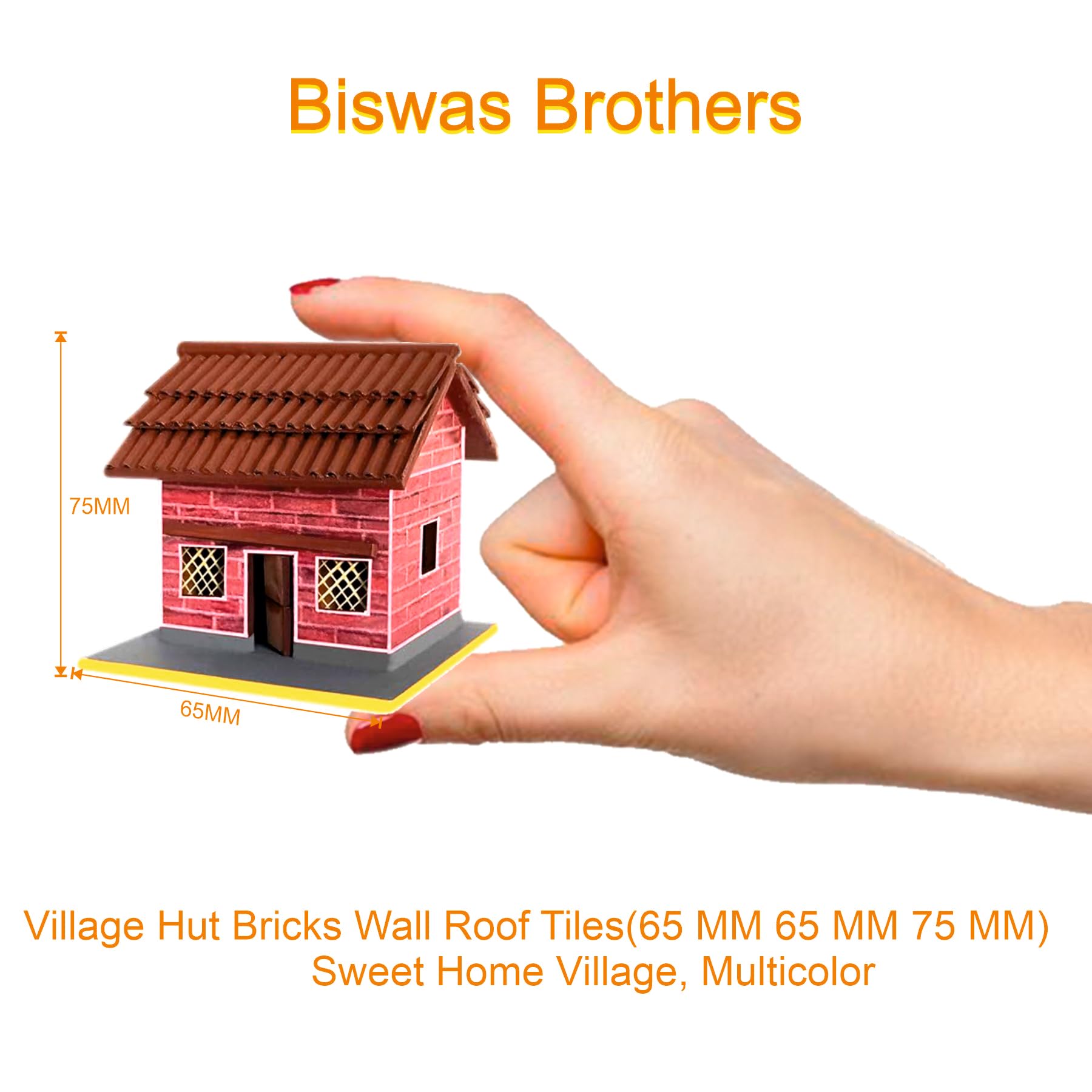 BISWAS BROTHER Village Hut Bricks Wall Roof Tiles(65 MM 65 MM 75 MM) Sweet Home Village, Multicolor - Image 2 thumbnail