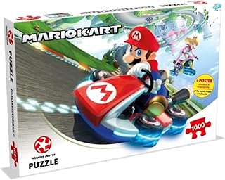Winning Moves Mario Kart Funracer 1000 Piece Jigsaw Puzzle Game, Piece Together The Iconic Mario Kart Scene, Contains a Full-Scale Poster of The Puzzle Image, Gift and Toy for Ages 14 Plus