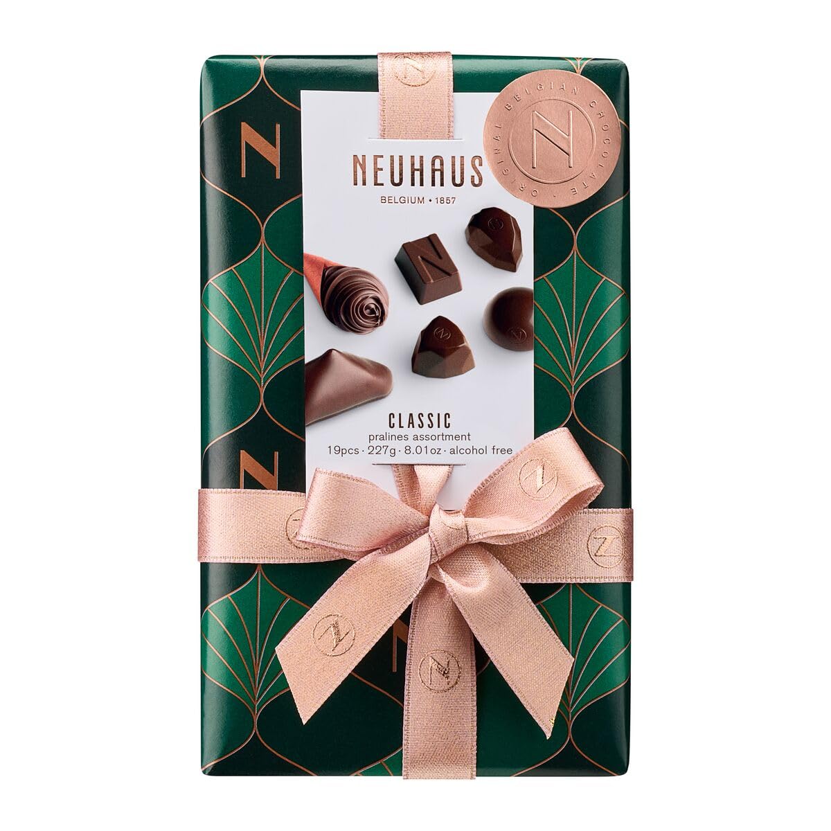 Neuhaus Belgian Chocolate 2025 Holiday Ballotin 1/2 lb All Dark Chocolates – 19 Pieces Intense Dark Coated Neuhaus Chocolate Pralines – Christmas Gift