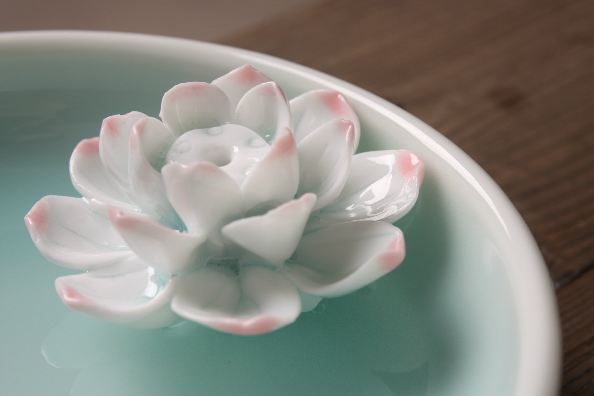 Amazon｜お香立て 蓮の花 池の型 金魚 線香 香炉 陶器 (グリーン