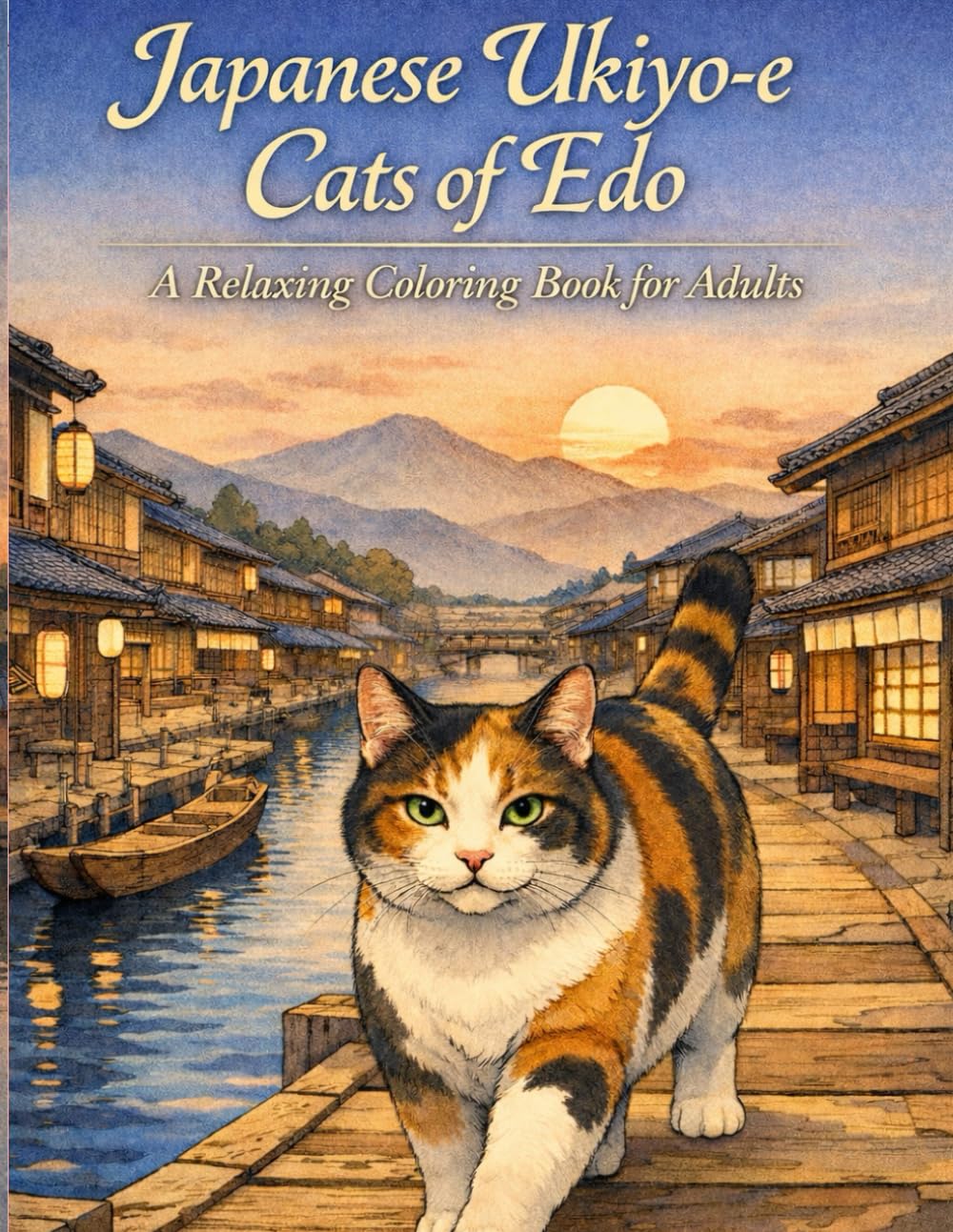 Japanese Ukiyo-e Cats of Edo: A Relaxing Coloring Book for Adults