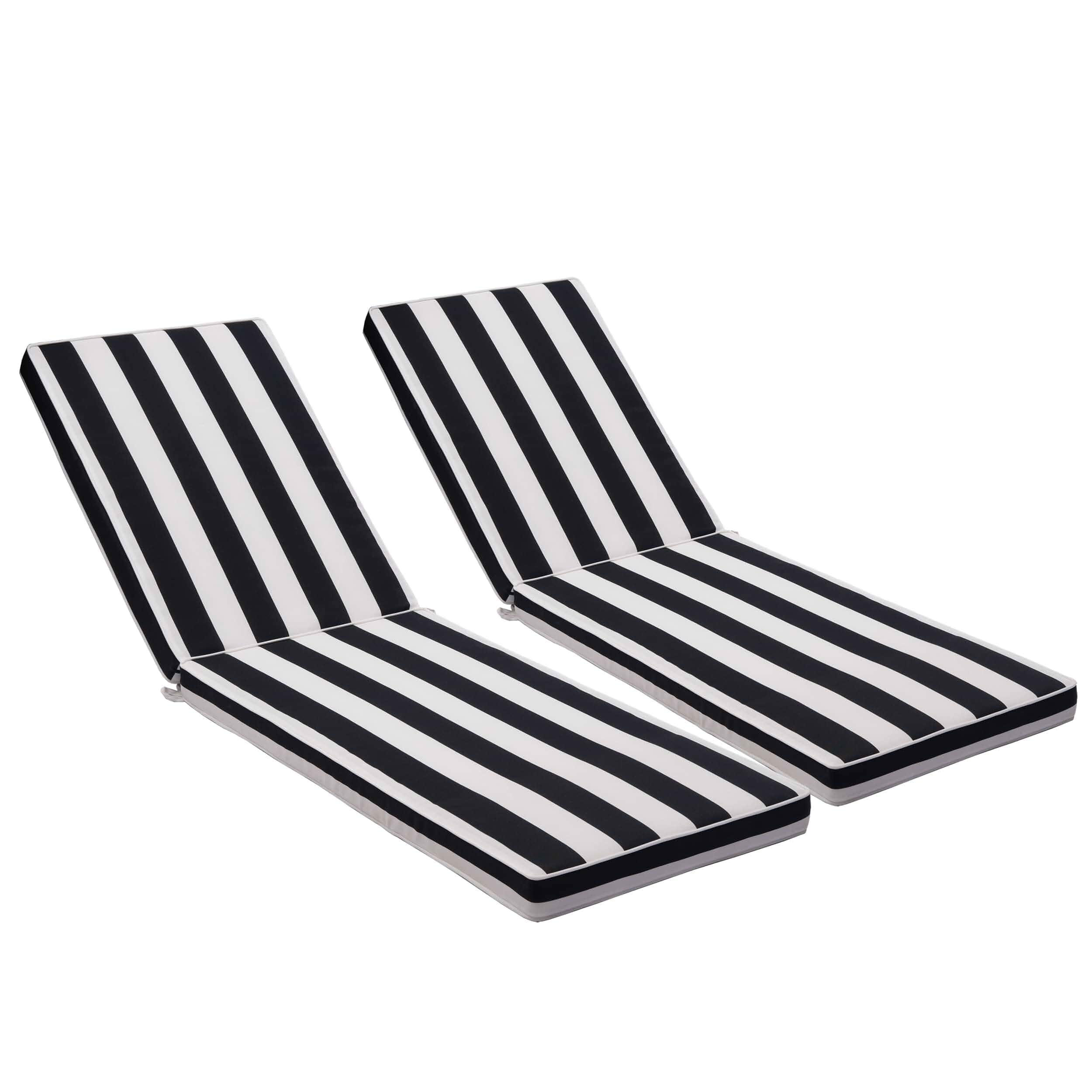 Only choice 2 Pcs Set Outdoor Lounge Chair Cushions Patio Chaise Lounge Replacement Cushions Furniture Seat Cushions(Black+White Stripes-2 pcs) Striped
