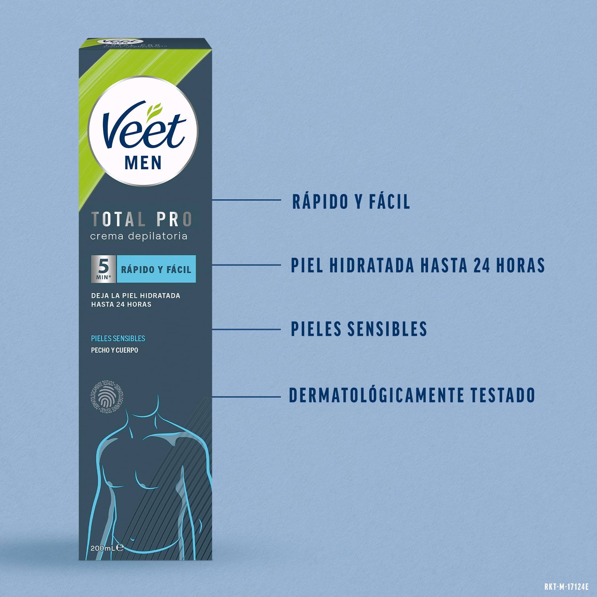 Veet Crema Depilatoria para Hombre Piel Normal, 200 ml (Paquete de 6)