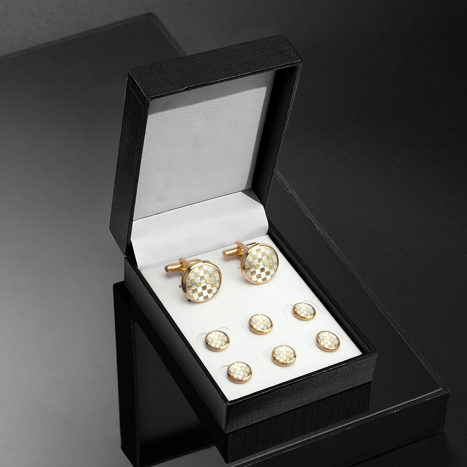 wynameleri Mens Tuxedo Shirt Button and Cuff Links Set, Classic Shirts Cufflink Studs, Formal Business Wedding Jewelry - Image 4