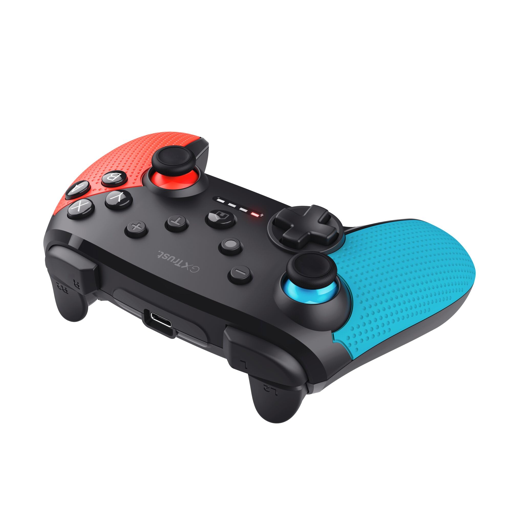 Trust Gaming GXT 1246B Muta Bluetooth Nintendo Switch Controller, Gaming Controller mit Play-and-Charge-Kabel, Dual-Shock-Vibration, 15h Spielzeit, Aufladbarer Akku, für Switch Lite, OLED, Blue Rot