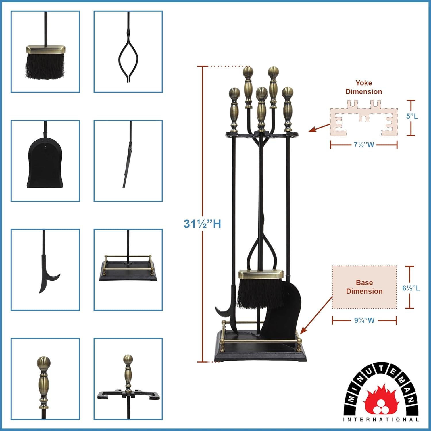Minuteman International Black w/Antique Brass, Oxford Tool Set