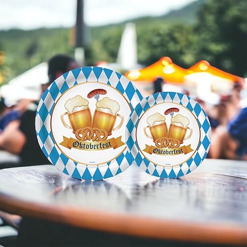 Miniatura 8 de Oojami 100 platos de papel de 50 a 9 pulgadas, platos de papel de postre de 50 a 7 pulgadas para bautismo de bebé, primera comunión, bautizo,