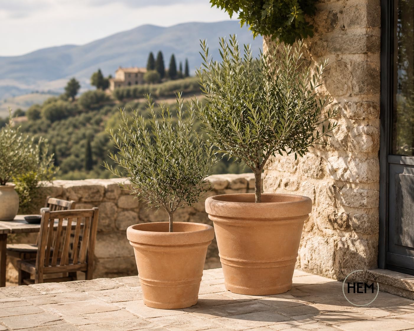 Pflanzkübel Kunststoff Tuscan in Terracotta Optik, Blumentopf Konisch, Frostsicher & Bruchsicher – für Innen & Außen, Pflanztopf UV beständig (Ø 60 cm)