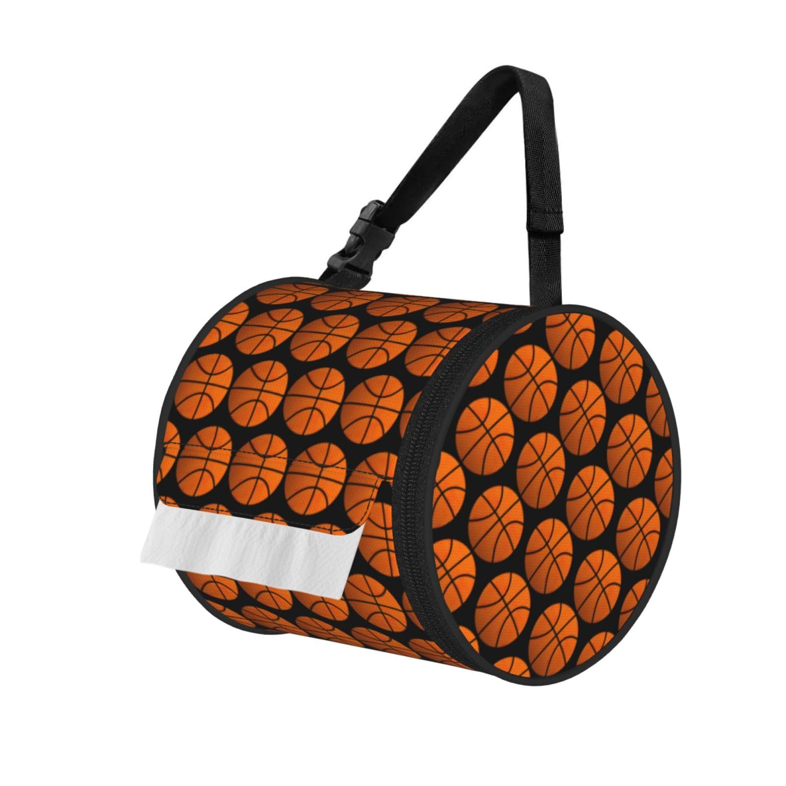 basketball Printed Toilet Paper Holder Bag, Adjustable Strap Roll Paper Organizer for Car Kitchen Outdoor