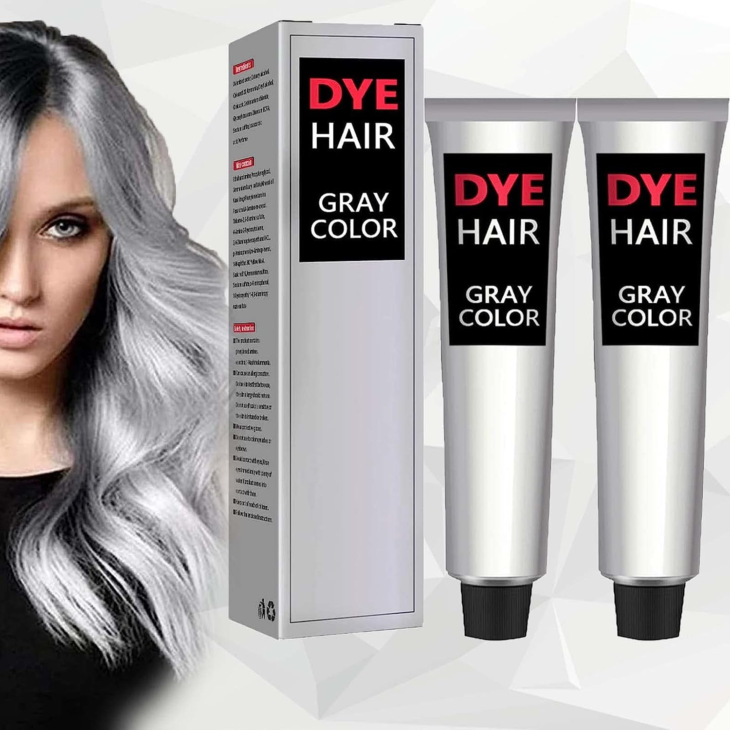 2 PCSSilver Gray Natural Hair Dye Cream, Fashion